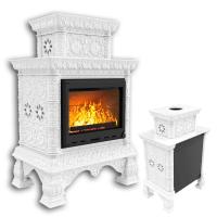 КимрПечь Изразцовая печь Кострома пристенный двухъярусный Белый (топка: Ладья-700) (топка: Ладья-700)