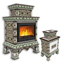 КимрПечь Изразцовая печь Кострома центральный двухъярусный Ноябрь (топка: Ладья-600) (топка: Ладья-600)