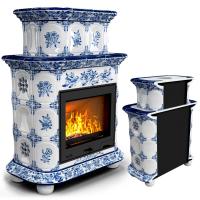 КимрПечь Прованс пристенный двухъярусный Дельфт (топка: Ладья-600) (топка: Ладья-600)