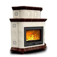 КимрПечь Прованс угловой двухъярусный Шоколад. Камин на дачу на дровах (топка: Ладья-700)