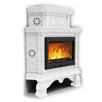 КимрПечь Изразцовая печь Кострома угловой двухъярусный Белый (топка: Ладья-600)