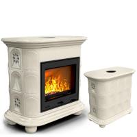 КимрПечь Прованс центральный Ваниль. Камин для дачи (топка: Ладья-600) (топка: Ладья-600)