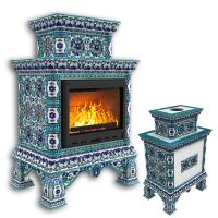 КимрПечь Изразцовая печь Кострома центральный двухъярусный Февраль (топка: Ладья-600) (топка: Ладья-600)