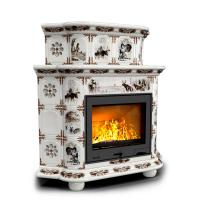КимрПечь Прованс угловой двухъярусный Зима в лесу (топка: Ладья-700)