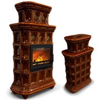 КимрПечь Истра центральный двухъярусный Каштан (комплектация: Облицовка для топок Ладья-600, Antek)