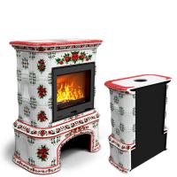 КимрПечь Прованс с дровником пристенный Маки (топка: Ладья-600)