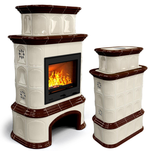 КимрПечь Прованс с дровником центральный двухъярусный Шоколад (топка: Ладья-700)