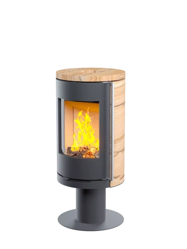 Печь-камин Астов R1.0 N К (с каменными панелями и круглой задней стенкой)