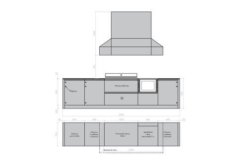 Кухня ASTOV BBQ № 5 (ширина 3500 мм)