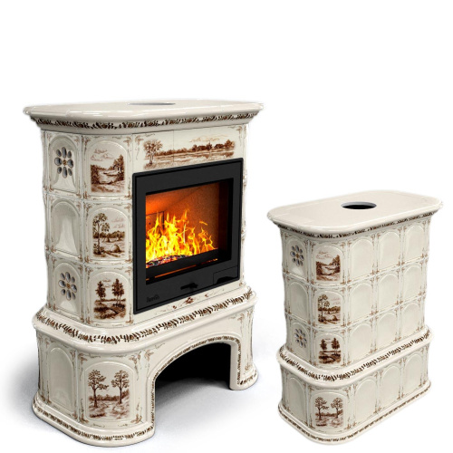 КимрПечь Прованс с дровником центральный Деревня (топка: Ладья-700)