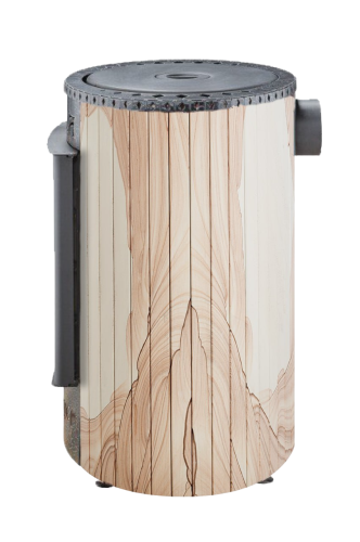 Печь отопительно-варочная Ферингер Нелжа Ламель "Окаменевшее дерево" перенесенный рисунок до 150 м3