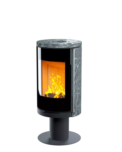 Печь-камин Астов R1.0 N К (с каменными панелями и круглой задней стенкой)