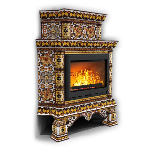 КимрПечь Изразцовая печь Кострома угловой двухъярусный Октябрь (топка: Ладья-600)