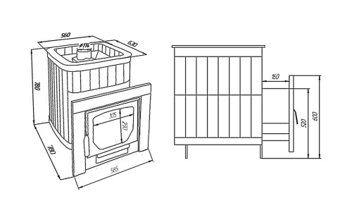Печь для бани Варвара Каменка глухая дверка до 24 м³