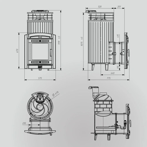 Печь банная «Атмосфера XL» ламель+сетка с газовой горелкой ПроМеталл