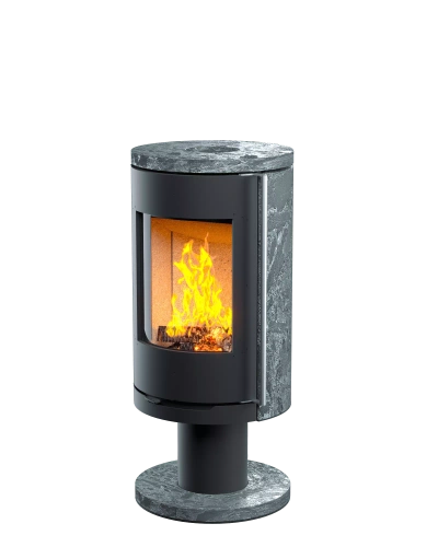 Печь-камин Астов R1.0 N К (с каменными панелями и круглой задней стенкой)