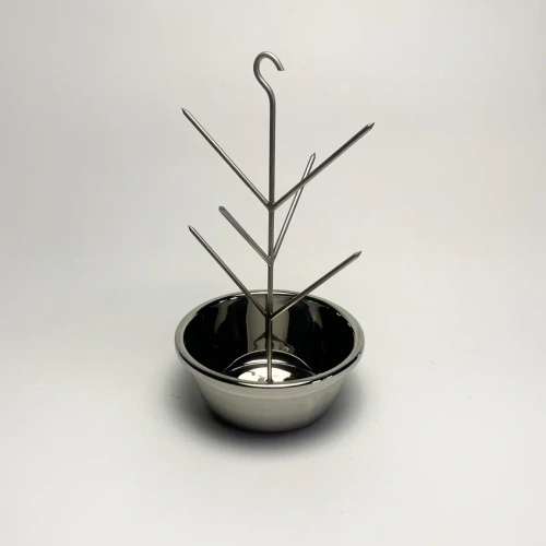 Елочка для тандыра 6 шипов с миской из нержавеющей стали (крючок) D 18/22/26/28см.