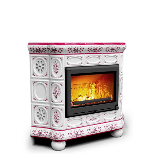 КимрПечь Изразцовый камин Медальон угловой Сакура (топка: Ладья-700)