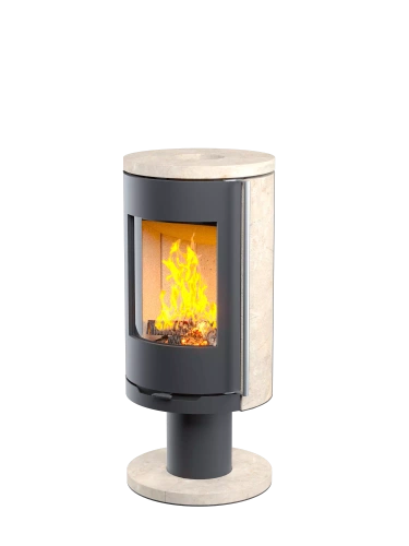 Печь-камин Астов R1.0 N К (с каменными панелями и круглой задней стенкой)