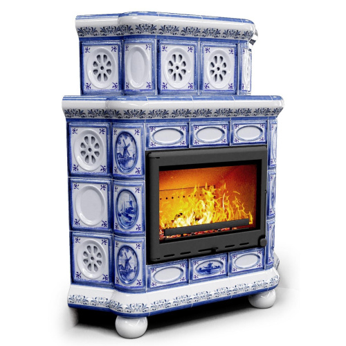 КимрПечь Изразцовый камин Медальон угловой двухъярусный Голландия (топка: Ладья-600)