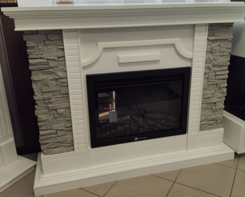 Комплект Портал Firelight Florida 25 белый, серый + Очаг Electrolux EFP/Р-2520LS N