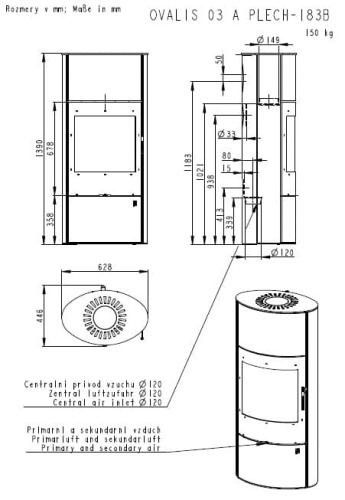 Печь-камин Romotop OVALIS AKUM металл черный