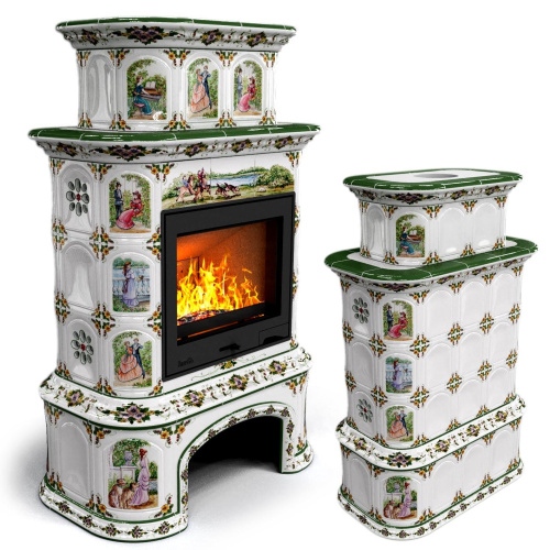 КимрПечь Прованс с дровником центральный двухъярусный Усадьба (топка: Ладья-700)