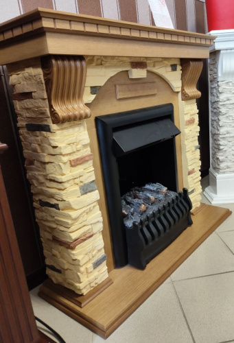 Комплект Портал Royal Flame Dublin арочный сланец темный дуб + Очаг Real Flame Oregan-S 3D BL