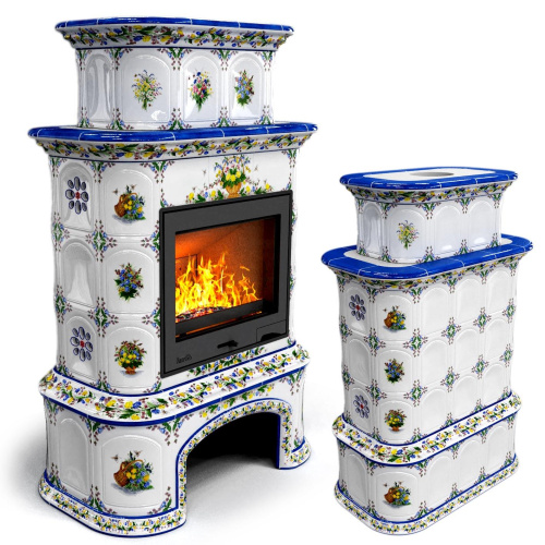 КимрПечь Прованс с дровником центральный двухъярусный Луг (топка: Ладья-600)