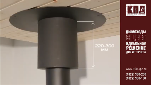 Комплект КПД ЧЁРНЫЙ Ф120 для подключения печи-камина через потолок 