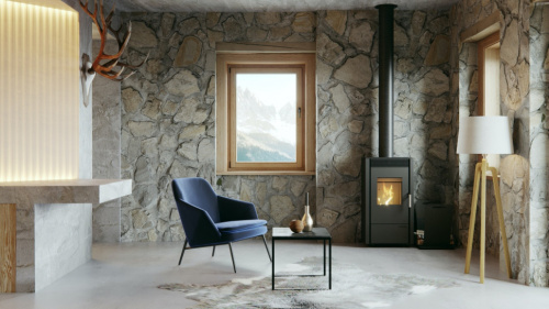 Печь-камин DEFRO HOME VIVA 6кВт, черная сталь