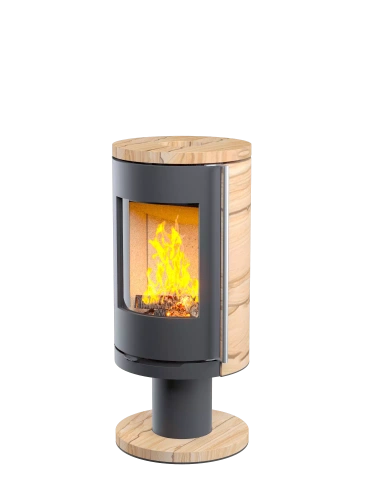 Печь-камин Астов R1.0 N К (с каменными панелями и круглой задней стенкой)