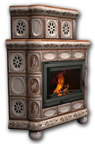 Камин КимрПечь Медальон угловой двухярусный Модерн